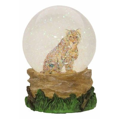 Jungle Apex Predator Orange Bengal Tiger Glitter Snow Globe 100mm Decor