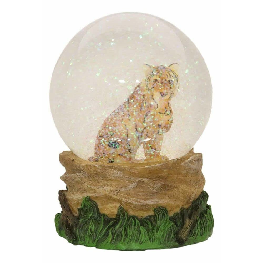 Jungle Apex Predator Orange Bengal Tiger Glitter Snow Globe 100mm Decor
