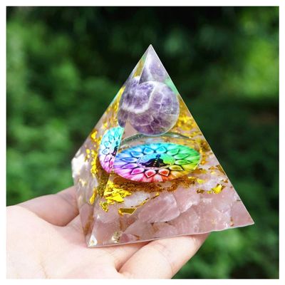 TYZK Meditation Orgone Pyramid Crystals Amethyst Crystal Sphere Orgonite Pyramid Home Decor (Size : 60mm)