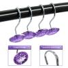 Crystal Diamond Round Shower Curtain Hooks Rings for Bathroom,Purple,12PCS view 2