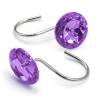 Crystal Diamond Round Shower Curtain Hooks Rings for Bathroom,Purple,12PCS view 4