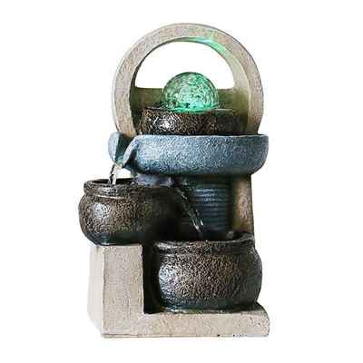 UYVI Tabletop Fountain Tabletop Fountain Resin 10.04 Inches High 3 Floors Desktop Fountain Feng Shui Water Fountain Meditation Decoration Exquisite Decoration