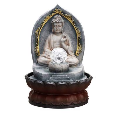UYVI Tabletop Fountain Tabletop Fountain Ceramic 13.3 Inches High Desktop Fountain Buddha Statue Fountain with Crystal Ball Meditation Decor Exquisite Decoration