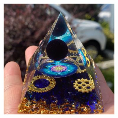 ZTBH Natural Meditation Crystal 60mm Orgonite Pyramid Lotus Natural Purple Crystal Beads Healing Reiki Chakra Generator Obsidian Energy Crystal Stone (Color : A8, Size : 59-60mm)