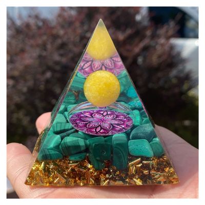 ZTBH Natural Meditation Crystal 60mm Orgonite Pyramid Lotus Natural Purple Crystal Beads Healing Reiki Chakra Generator Obsidian Energy Crystal Stone (Color : C4, Size : 59-60mm)