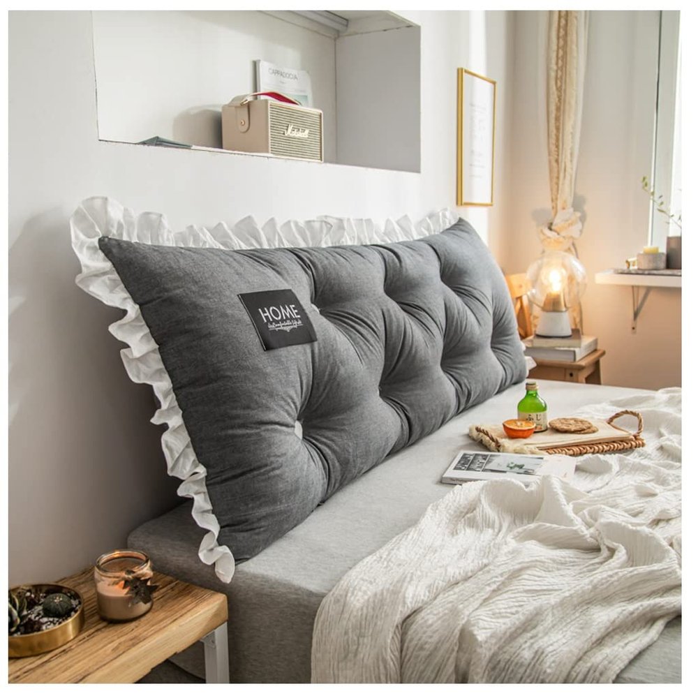 Bedside Cushion Reading Pillow Large Bolster Headboard Backrest Positioning Support Cushion for Day Bed Bunk Bed with Removable Cover Headboard Bolster Bed Backrest Upholstered
