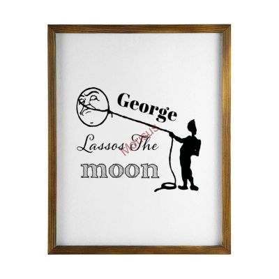 Home Decor Wood Sign George Lassos The Moon George Bailey Its A Wonderful Life Farmhouse Style Framed Wood Sign,Rustic Wall Art Sign 12"x20"