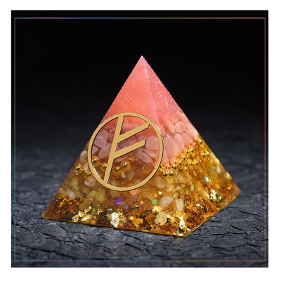 TYZK Meditation Orgone Pyramid Crystals Orgon Pyramid Crystal Gemstone Energy Tower Ornament with Base Home Decor (Color : 2)