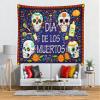 CORFOTO Tapiz Dia DE Los Muertos Day Of The Dead Tapestry Wall Hanging Mezcal Sugar Skull Marigold Wall Decorations for Men Boys Bedroom Living Room Dorm Home Decor Fabric 80Wx60H view 2