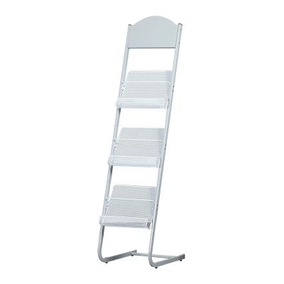 LHRUI Magazine Rack Lightweight Magazines Holders with Non-Skid Rubber Feet, Showrooms Hall Pamphlet Organizers - 3 Pocket, Slim Files Racks for Product Launch (Color : White)