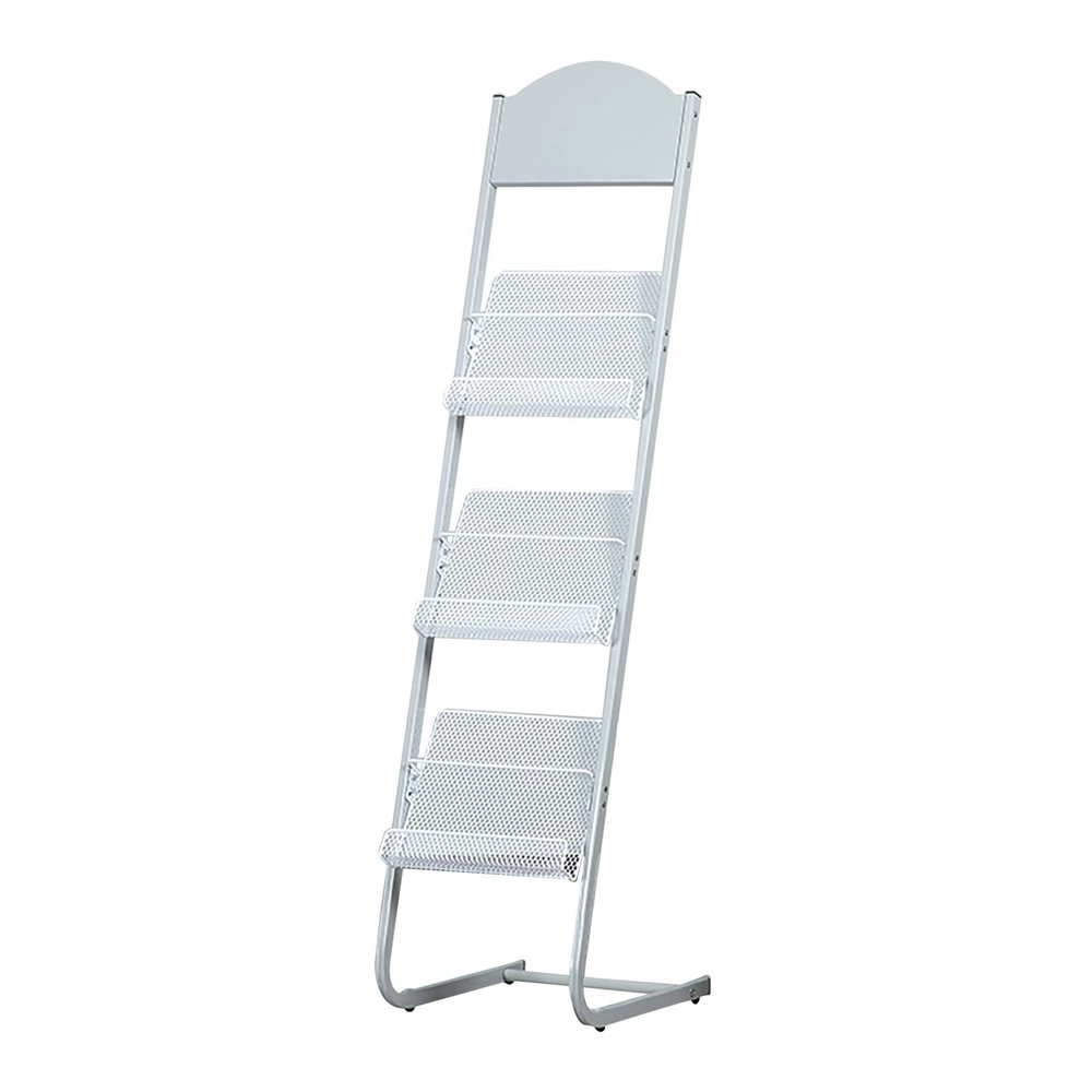 LHRUI Magazine Rack Lightweight Magazines Holders with Non-Skid Rubber Feet, Showrooms Hall Pamphlet Organizers - 3 Pocket, Slim Files Racks for Product Launch (Color : White)