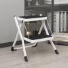 DAWNYIELD 2 Step Stool Folding Step Ladder with Anti-Slip Base and Wide Pedal, Lightweight Sturdy 330 lbs Portable Step Stool for Kitchen Pantry Closet Office Garage Travel Indoor Outdoor Use, White view 1