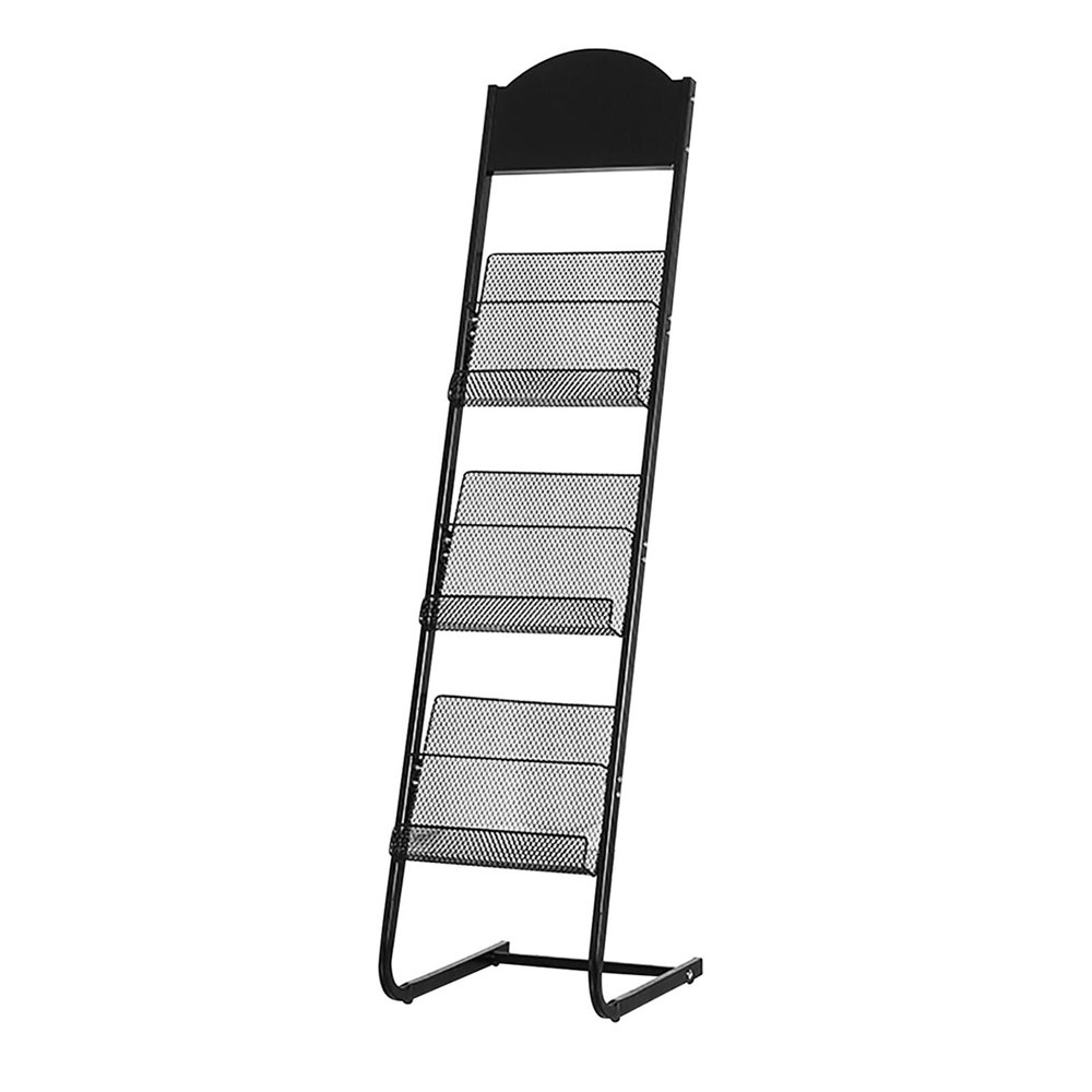 LHRUI Magazine Rack Lightweight Magazines Holders with Non-Skid Rubber Feet, Showrooms Hall Pamphlet Organizers - 3 Pocket, Slim Files Racks for Product Launch (Color : Black)