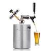 YUEWO Mini Beer Keg, Beer Pressurized Growler Tap System, 304 Stainless Steel Portable Dispenser Kegerator Kit with Co2 Regulator to Carbonation for Draft, Homebrew, Craft Beer (128OZ) view 1