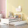 MERITLINE Twin Bed with Trundle, Platform Bed Trundle Twin Bed with Headboard and Footboard for Girls Boys, No Need Box Spring, (White) view 1