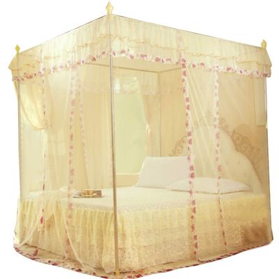 Alvinlite 4 Corner Post Net, Princess Bed Canopy, Breathable Bed Curtain Full Queen Size Bedroom Decoration #20 (120 * 200 * 200-Yellow)