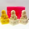 AOPPLSOT Silicone Mold for Statue of Lion Concrete Molds 2pcs of Set Chinese Style Desk Craft Decorative Fu Foo Dogs Guardian,Pink view 2