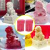 AOPPLSOT Silicone Mold for Statue of Lion Concrete Molds 2pcs of Set Chinese Style Desk Craft Decorative Fu Foo Dogs Guardian,Pink view 3