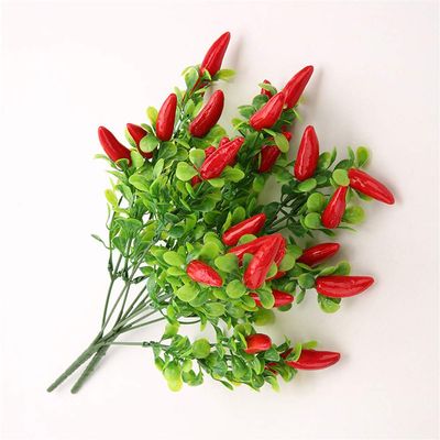 HYLOOD 10Pack Artificial Red Pepper Bunch, Chili Bouquet with Leaves Lifelike Fake Plastic Fruit Plant Floral Arrangement for Festival Holiday Wedding Table Decor