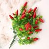 HYLOOD 10Pack Artificial Red Pepper Bunch, Chili Bouquet with Leaves Lifelike Fake Plastic Fruit Plant Floral Arrangement for Festival Holiday Wedding Table Decor view 3
