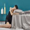 Bedding Sense 100% Pure True Silk Satin Duvet with Fitted Sheet Set 4pcs, True Silk Satin Fitted Sheet 15'' Deep Pocket,True Silk Satin Duvet Cover,True Silk Satin Pillowcases Set !!!(Queen Black) view 3
