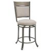 Pemberly Row 24" Traditional Metal & Fabric Swivel Counter Stool in Pewter/Beige view 1