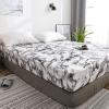 CFYCYHDZHT Bed Sheet Set Queen Size,Soft Lightweight Microfiber Marble Mattress Protector, Suitable for Twin, Full, Queen, King Printing Bed Protector,Black,California King 180 * 200cm*35cm view 3