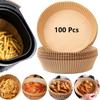 Air Fryer Paper Liners, 100PCS Non-stick Disposable Liners, Baking Paper for Air Fryer Oil-proof, Water-proof, Food Grade Parchment for Baking Roasting Microwave (100Pcs-6.3 inch) view 1
