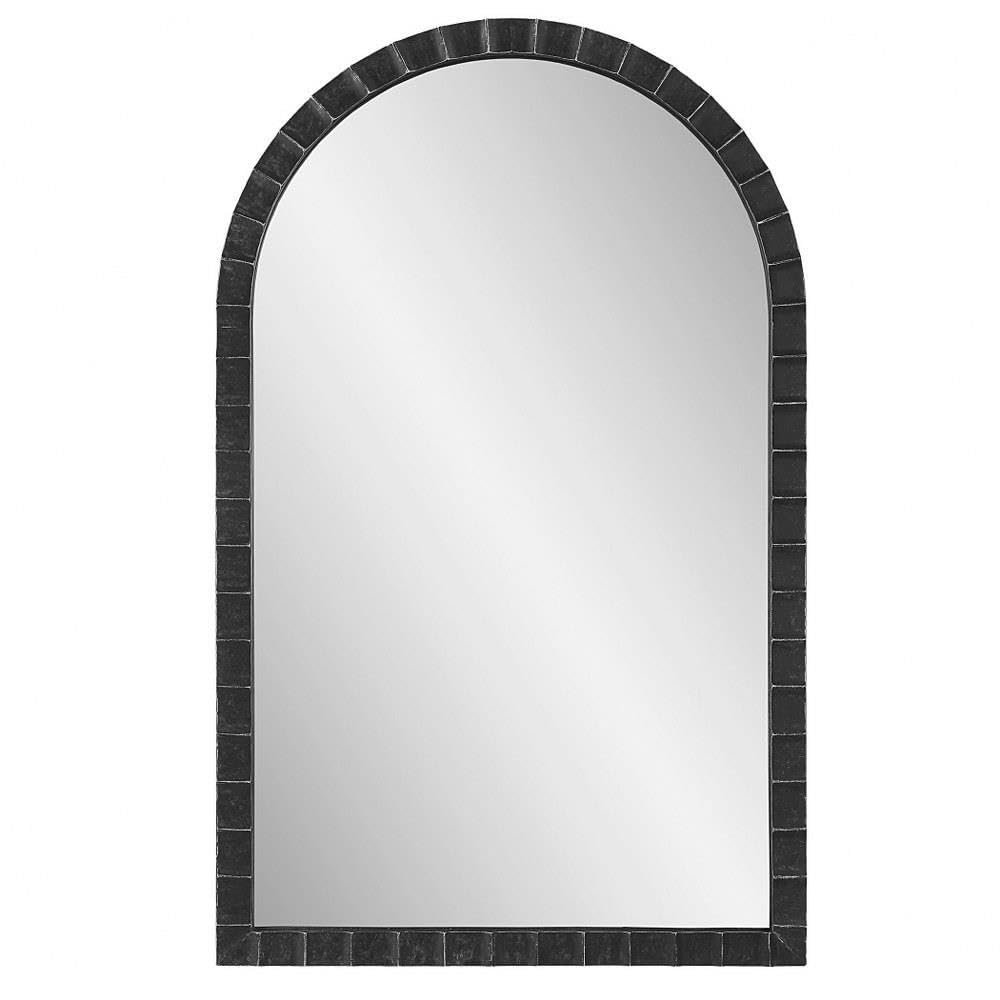 Dandridge Matte Black Metal 24" x 39" Arch Top Wall Mirror