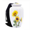 Sunflower Cremation Urn, Large Human Ash Urn with Matching Keepsake, Velvet Bag and Custom Engraving view 2
