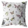 HomeRoots Broadcloth White Butterflies Indoor Outdoor Throw Pillow view 1