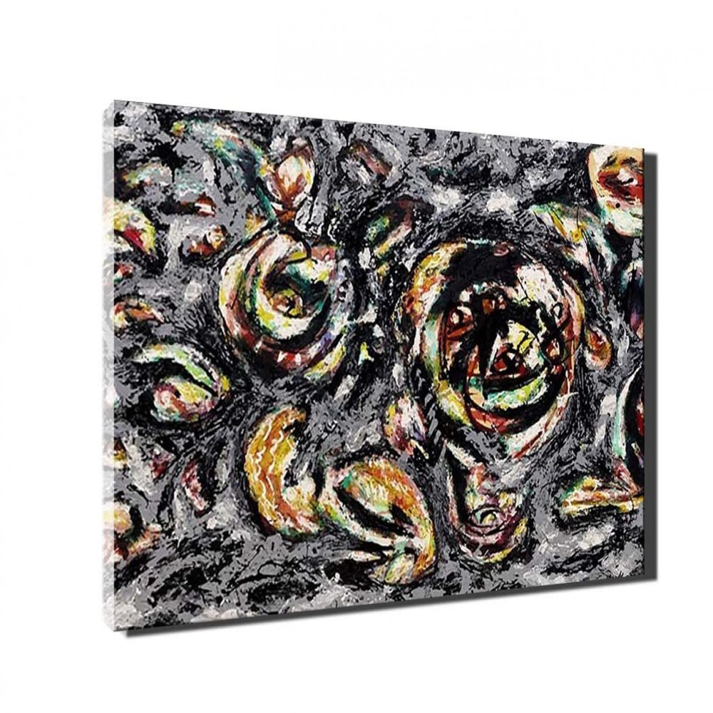 Jackson Pollock-No.58 Canvas Wall Art Print for Living Room Poster for Bedroom Bathroom Artwork Home Decor Ready to Hang(35x53cm 14"x21",Framed)