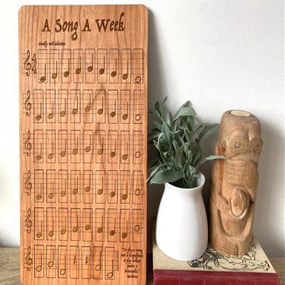 52 Songs in 52 Weeks Tracker Board | Whake Studios Bucket List Boards | BLB (White Oak)