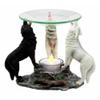 Moonlight Colorful Three Howling Wolves Oil & Wax Tart Burner Figurine view 1