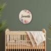 Nursery Name Sign for Girls Wooden Plaque Personalized Wood Round Wall Decor 3D Effect Sign for Kids Room view 2