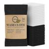 Softolle 100% Cotton Washcloths 24 Pack (12x12 Inches) Soft, Highly Absorbent Washcloth, Face Towels, Wash Cloths for Face, Ring Spun, Bulk Pack (Black/White) view 1