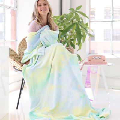 Ailemei Direct Rainbow Tie-Dye Colorful Blanket, Queen to King Size Soft Fuzzy Fleece Blankets, Cute Funny Decorative Bed Blankets for Adults Kid's Gift, Warm Winter Blanket, Green Mint