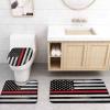 4 PCS Independence Day USA Flag Shower Curtain Set with Bath Rugs,American Red Line Fireman Waterproof Curtains Soft Bathroom Non-Slip Floor Mats Toilet U-Shaped Pad and Toilet Lid Covers Wood Plank view 4