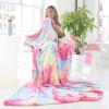Ailemei Direct Rainbow Tie Dye Bed Blankets, Twin/Full Size Soft Warm Fleece Blankets for Teen Girls and Adults, Pastel Plush Hot Pink view 1