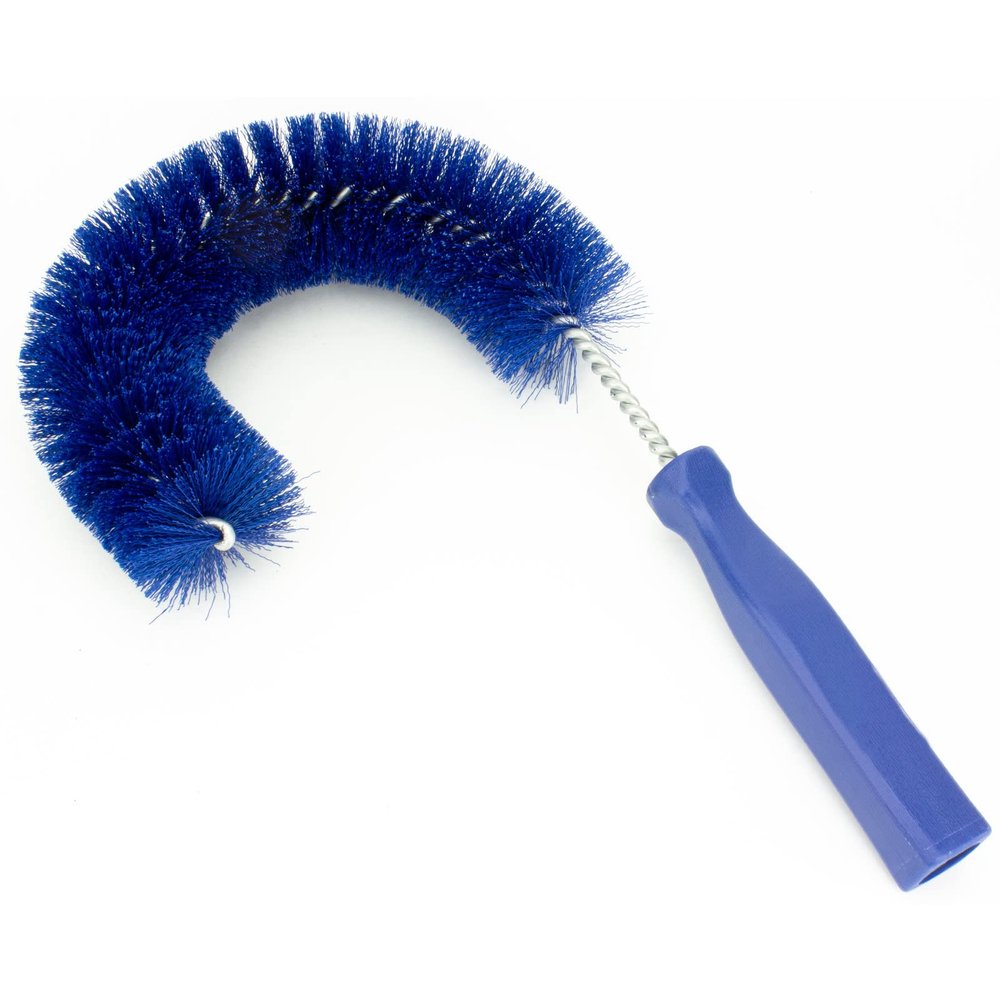 SPARTA Plastic Hook-Shaped Brush, Clean-In-Place, Galvanized Wire with Threaded Hole for Dusting Surface of Curved Drains and Pipes, 11.5 Inch Length, Blue, (Pack of 12)