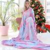 Ailemei Direct Rainbow Tie Dye Blanket for Girls, Twin/Full Size Soft Warm Bed Fleece Blankets for Teen Girl, Cute Funny Decorative Blankets for Adults Kid's Gift, Pastel Plush Blanket, Purple
