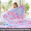 Ailemei Direct Rainbow Tie Dye Blanket for Girls, Twin/Full Size Soft Warm Bed Fleece Blankets for Teen Girl, Cute Funny Decorative Blankets for Adults Kid's Gift, Pastel Plush Blanket, Purple view 4