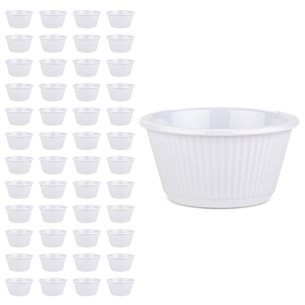 Carlisle FoodService Products Plastic Ramekins, Sauce Bowl For Catering, Kitchen, Restaurant, 2 Ounces, White, (Pack of 48)
