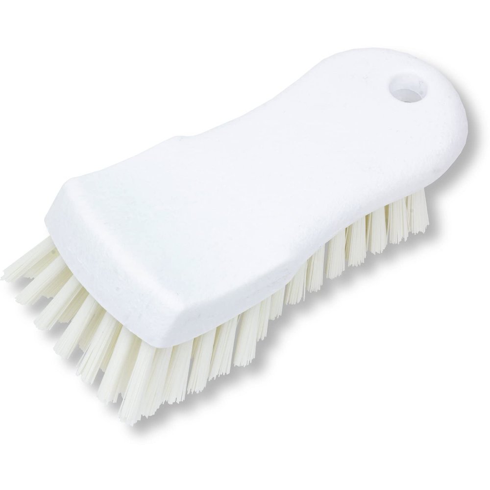 SPARTA Plastic Cutting Board Scrub Brush with Hanging Hole for Washing Cutting Boards, 6 Inches, White, (Pack of 6)