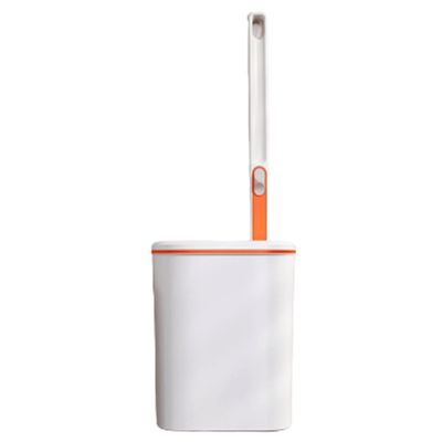 WYDNX Strong Toilet Brush with HolderDisposable Toilet Bowl Cleaner Brush with Holder and 20pcs RefillsWall-Mounted Toilet Scrub Brush Reusable (Color : Orange)