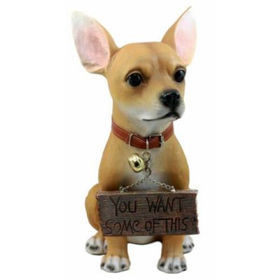 Chimichanga Chihuahua w/ Sign 12.75" Height Figurine Garden Welcome Home Decor