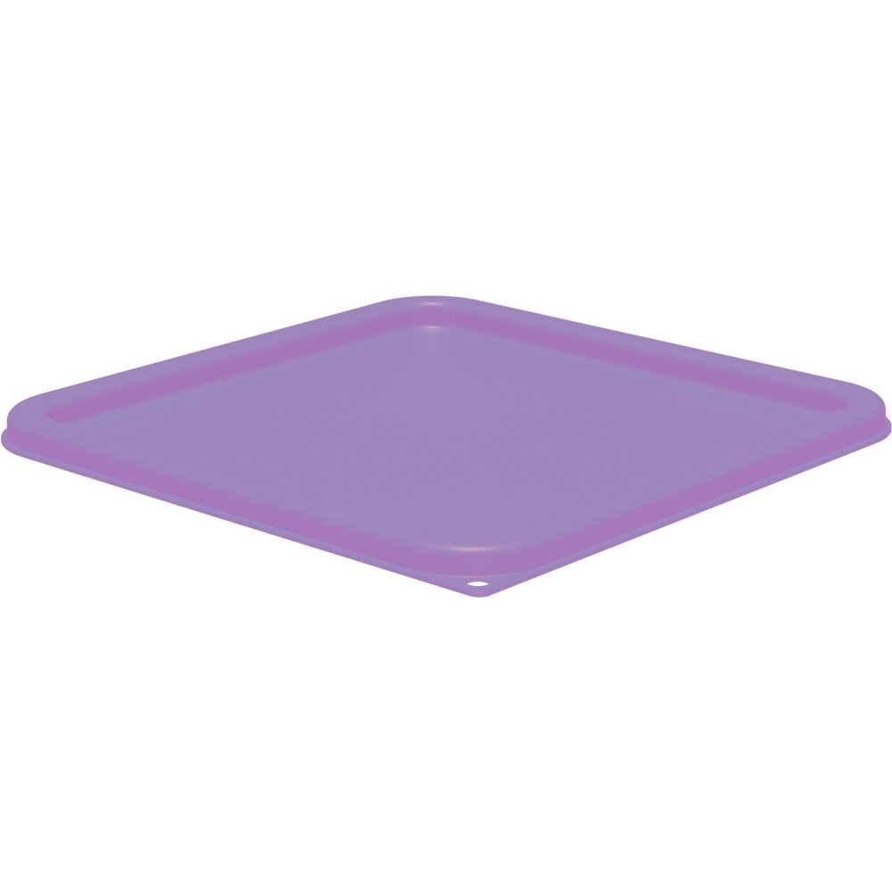 Carlisle FoodService Products Squares Square Food Storage Container Lid with Stackable Design for Catering, Buffets, Restaurants, Proprietary Blend, 2 To 4 Quarts, Purple, (Pack of 6)
