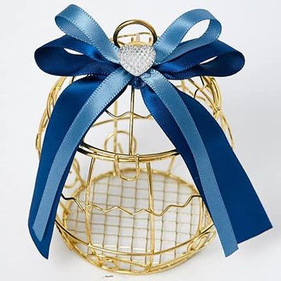 Mini Metal Gold Vintage Retro Bird cage Candy Boxes Baby Shower Favor Gift Box for Guests Party Birthday Souvenir (7,10PCS)