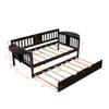 AOCHUANG Solid Wood Twin Size Daybed with Trundle, Daybed with Side Table, Wood Slat Support, No Box Spring Needed, Easy Assembly, Sofa Bed for Bedroom/Guest Room/Living Room (Espresso-dt) view 2