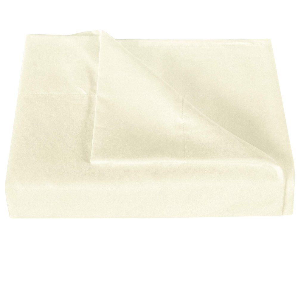 3-Pieces Flat Sheet (Flat Sheet + Pillow Cases) 600 Thread Count Combed Cotton 3-PC Piece Flat Sheet/Top Sheet Solid Ivory Full XL Size